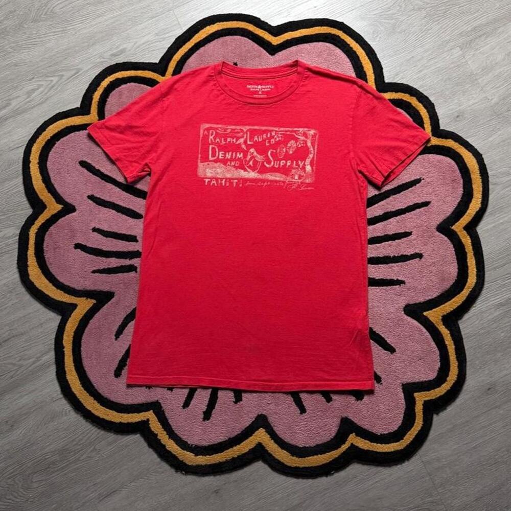 Ralph Lauren Denim & Supply Graphic Logo T-shirt Size Small Red